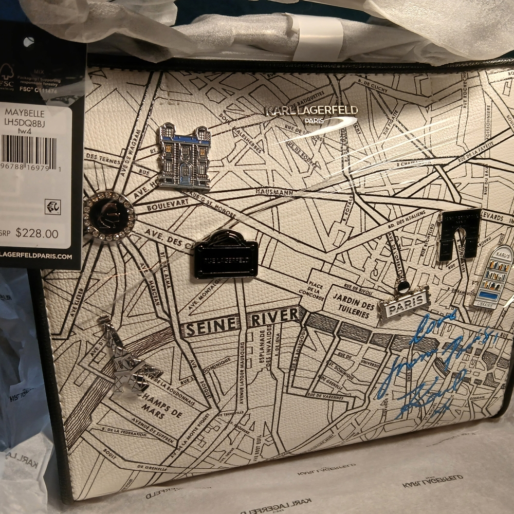 Karl Lagerfeld Black and White Shoulder Bag